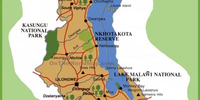 Karte von Malawi und den umliegenden Ländern