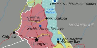 Karte des lake Malawi Afrika