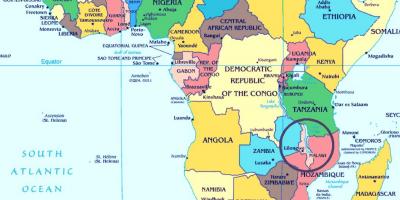 Malawi Land in der Weltkarte