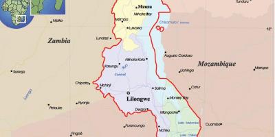 Karte von Malawi politischen