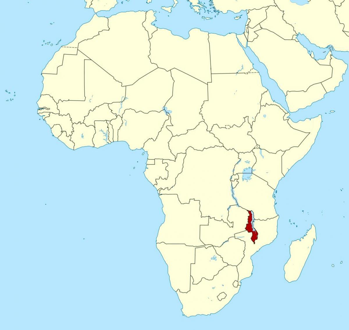 Malawi Lage auf Weltkarte